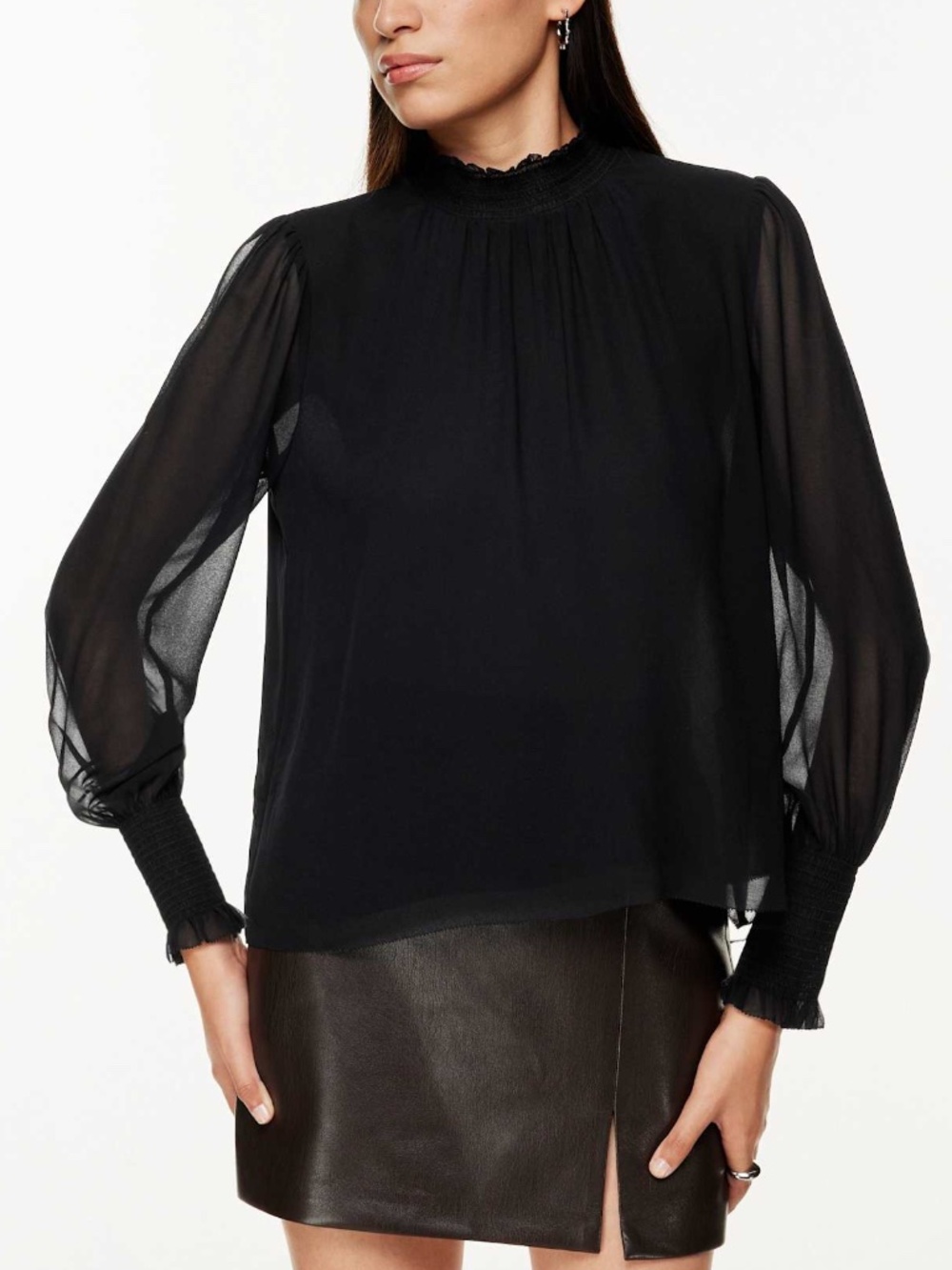Wilfred Valencia Black Mock-Neck Blouse Size S